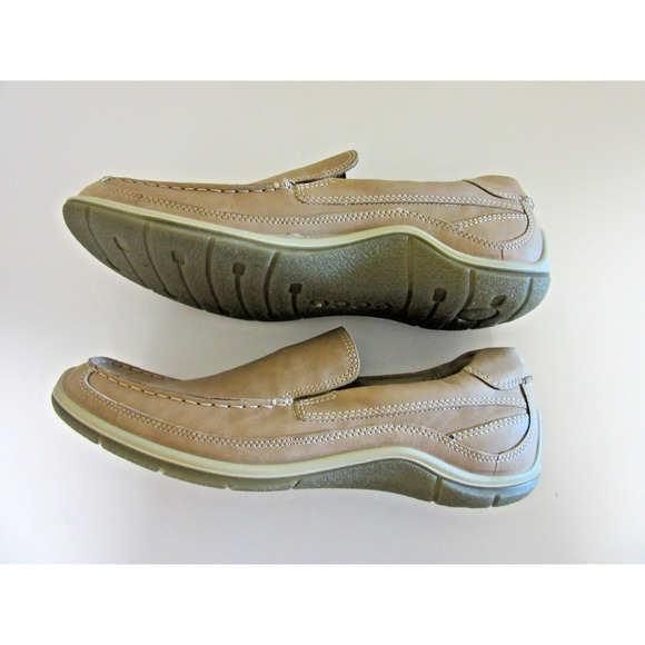 ECCO Beige Leather 46 Balance Arch Support Shock Point Slip On Driving Loafers main image 9